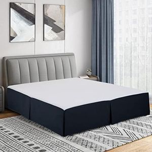 Cathay Home Double Brushed Microfiber Pleated Easy Fit Bed Skirt, Ultra Soft, Fade and Wrinkle Resistant - Navy, Full