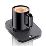 Coffee Mug Warmer Set, Electric Beverage Warmer for Desk Office Home Auto Shut Off, 3-Temp Settings Smart Bottle Warmer for Heating Milk, Coffee Gifts, Touch Tech, 12 oz, Mug Lid (Black)
