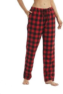 Flannel Pajama Pants Women with Pockets & Drawstring Comfy Plaid Lounge Pants Casual Stretch Cotton Sleepwear Bottoms Soft Pj