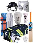 SG 100% Original Brand Blazepak Champion Cricket Kit (Cricket Bat (with Cover) + Legguard + Batting Gloves + Kitbag + Thigh Guard + Arm Guard + Abdo Guard + Cricket Helmet Large)
