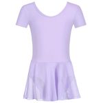 HIPPOSEUS Girls Ballet Dance Leotards Classic Short Sleeve Dance Gymnastic Ballerina Outfit Dress,7023-Purple,8-9Years