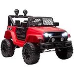 Aosom 12V Ride On Car Off Road Truck for Kids SUV Electric Battery Powered with Remote Control, Adjustable Speed, Red