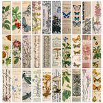 30 PCS Vintage Aesthetic Bookmark,Elegant Pattern Paper Bookmarks for Book Lovers, Simple Style Book Accessories Natural Style Book Marks Cute Bookmarks Pack Butterfly Flower Plant Bookmarks for Women