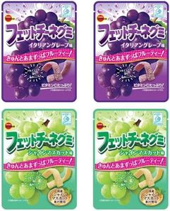 Fettuccine Gummi Italian Set 1.8oz 2Types × 2pcs Japanese Grape And Lemon Taste Gummy Candy Bourbon Ninjapo