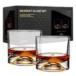 LIITON Mont Blanc Mountain Whiskey Glasses Set of 2, Freezable Old Fashioned Glass Chills Cocktails, Bourbon, Scotch with 1lb of Frozen Crystal, Gifts for Men on Fathers Day, Christmas, Birthday