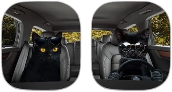 Renewold Automotive Windshield Sunshades 2PCS Sun Shade for Car Front Window Black Cat Animal Driving Car Accessories for Most Sedan SUV Truck Auto Sun Visor Protector Block Heat Sunlight Foldable