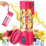 Portable Blender Achort 400ML Waterproof Mini Fruit Juicer Bottle for Shakes and Smoothies Personal 4000mAh Electric Juicer Cup Rechargeable with 6 Blades for Home Sports Outdoors Travel (Rose-red)