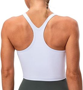 Lavento Women's Racerback Sports Bras Yoga Crop Top with Built in Bra (Brushed White, 8)