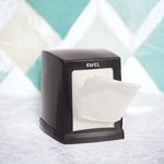 KWEL Double Side Cube Table Top L-Fold Tissue Paper Holder Dispenser Tissue Box Holder for Dining Table, Napkin Holder Boxwith 2 Packets (200 Tissues) - Black