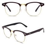 Happy Store CN56 Vintage Inspired Horn Rimmed Nerd UV400 Clear Lens Glasses,Red Black