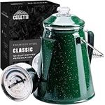 COLETTI Classic Percolator Coffee Pot — Camping Coffee Percolator, Campfire Coffee Pot – Camping Percolator for Groups — Brew for the Whole Campsite (Green, 12 Cup)