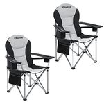KingCamp Folding Camping Chair 250kg XXL Ergonomic Heavy Duty Camping Chair with Adjustable Lumbar Support & Cooler Bag & Armrests, Camping Chairs for Adults for Garden Fishing Beach Festival Outdoor