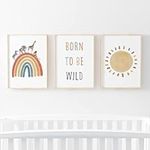 Safari Prints for Nursery | Animal Rainbow | Set of 3 | Children’s Bedroom Prints | Frames not Included (A4)