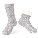 LEMZONE Men's Warm Cozy Slipper Socks Non Slip Winter Fuzzy Fleece-lined Grip Sock