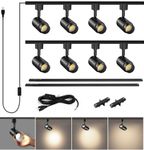 TuyuBEE Zoomable Plug in Track Lighting with Power Cord, 8-Light LED Track Lighting Kit with 6.6FT H Type Track Lighting Rails, Modern Kitchen Track Lighting Fixtures Ceiling Spot Light, 4000K Black