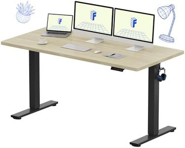 FLEXISPOT EN1 One-Piece Standing Desk, Electric Adjustable with 4 Memory Presets, 176 LBS Capacity, Stable & Quiet, Seamless Desktop for Home Office & Dual Monitors, 60"x24" White Wood Grain