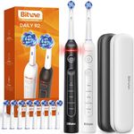 Bitvae Rotating Electric Toothbrush 2 Packs for Adults with Pressure Sensor, Gifts for Men/Women, 5 Modes Rechargeable Power Toothbrush with 8 Brush Heads, Black & White, R2