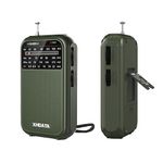 XHDATA D220 Portable Radio AM FM SW Radio Battery Operated Radio, Shortwave Radio with Headphone Jack, Excellent Reception Transistor Radio, Pocket Radio for Gift, Family, Elder (Green)