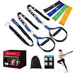 FITINDEX Resistance Training Straps 15Pcs, Fitness Resistance Trainer Kit for Full Body Workout, Home Gym Bodyweight Straps for Exercise with Handles and Resistance Loop Bands for Men or Women