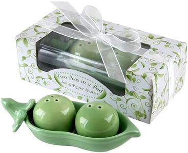 Kate Aspen Two Peas in A Pod Ceramic Salt and Pepper Shakers in Ivy Print Gift Box