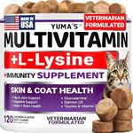 Cat Multivitamin Chews - Cat Vitamins and Supplements - Taurine & Lysine for Cats - Omega-3, Glucosamine, Cranberry - Skin & Coat, Hip & Joint Support - Immune Health, Skin, Heart, Digestion
