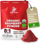 Jungle Powders Organic Raspberry Powder 5 Ounce Bag, USDA Organic Freeze Dried Raspberries from Whole Berry for Baking, Additive Filler Free Red Superfood Extract Rasberries Smoothies Organic Dehydrated