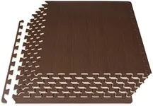 ProsourceFit Wood Grain Puzzle Mat 1/2-in, 6 EVA Foam Interlocking Floor Tiles (24SQ FT) for Secure Indoor Room Workout Flooring and Playmat, Dark Walnut