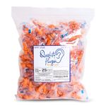 100 Pairs of Orange Reusable Ear Plugs - Individually Wrapped, Providing Ear Protection & Noise Reduction up to 25dB NRR - Bulk Silicone Ear Buds for Motorcycle, Gun Range, Shooting, Sleeping, Work