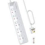 PIBEEX Extension Lead 5 Way Multi Plug Extension Sockets with Individual Switches Wall-Mounted Power Strip 1.5M Extension Cord 13A Fused UK Plug 3250W