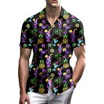 Stazary Neon Shirts for Men Button Up Shirts,Mens Neon Shirt Hawaiian Shirt for Men,Mens Beach Shirts Neon Clothes, Neon Beer, Large