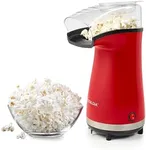 Nostalgia 16 Cup Hot Air Popcorn Maker | Makes Hot, Healthy Popcorn, No Oil Needed | Measuring Cap for Kernels Included | Stainless Steel | Red