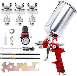Pulverizador de Pintura de Alta atomización HVLP Pistola de pulverización con 3 Boquillas 1,4 mm 1,7 mm 2,0 mm con Taza de 1000cc Herramientas de Pintura para Coche Pared Muebles (Rojo)