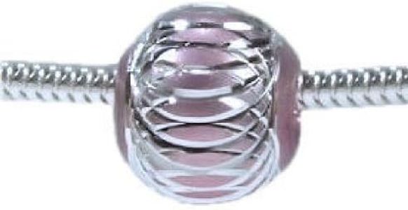 PINK Silver Ball European Charm Bead