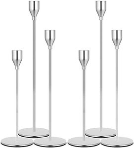 Denique Candlestick Holders 2 Sets, 6 PCS Silver Taper Candle Holders, Candlestick Holders Set for Table Centerpiece Vintage Modern Candle Holders for Home Wedding Decoration