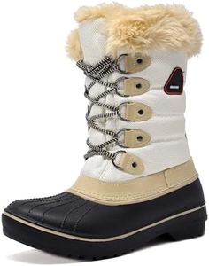 DREAM PAIRS Women's Snow Boots,Size 7,Beige/white,DP-CANADA