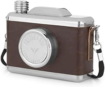 Foster & Rye Snapshot Flask - Hidden Flasks for Liquor - Camera Vintage Flask - Hip Flask Holds 11oz - Stainless Steel Set of 1