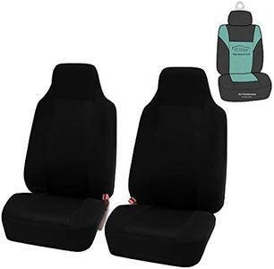 FH Group Car Seat Covers High Back Classic Cloth Front Pair Set with Gift, Easy to Install - Universal Fit for Cars, Trucks & SUVs (Black) FB102102