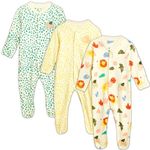 TuddyBuddy 100% Cotton Multi Color Zipper Romper Sleepsuit/Romper/Jumpsuit for Baby Boy (0 Months-3 Months, Lions & Dots)