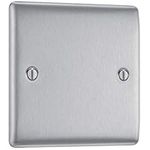 BG Electrical NBS94 Single Blank Plate, Brushed Steel