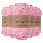 Utopia Crafts Re-Cotton Knitting Yarn, 5X 100g (Light Pink)