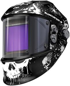 ARCCAPTAIN 3.94"X3.66" Welding Helmet Auto Darkening, 1/1/1/1 Top Optical Clarity Large Viewing Screen Solar Power Welding Hood with 4 Arc Sensor, Wide Shade 4-5/5-9/9-13 for TIG MIG ARC Welding Cut