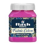 Flash Fabric Color Paint | Magenta| 200 ml, 7 fl oz Each | High Pigment Strength | Non Fading | Indoor/Outdoor | Non Toxic | Multi-Surface Paint | Made In India