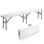 VINGLI 6 feet Plastic Folding Bench,Portable in/Outdoor Picnic Party Camping Dining Seat,Off-White Garden Soccer Multipurpose Entertaining Activities