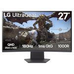 LG UltraGear Curved Gaming Monitor 27GS60QC, 27 inch, 1440p, 180Hz, 1ms Response Time, VA Panel, AMD FreeSync, Smart Energy Saving, DisplayPort, HDMI