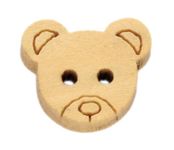 Pack of 20 cute Teddy Bear Face Buttons, Wooden, for Sewing, Scrapbooking, Embelishments, Crafts, Jewellery making, Knitting,