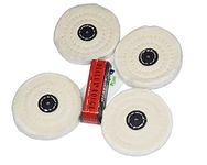 OSCAR 4 PC 4”x 50Ply White Cotton Cloth Buff Stitch Polishing Wheels Buffing Pad with Red Dialuxe,for Metal Jewelry Hardware Polishing