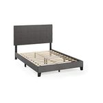 Furinno Laval Button Tufted Upholstered Platform Bed - Full (Stone)