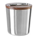 OGGI Modernist Satin Stainless Steel Ice Bucket- 2.3 Lt (2.5 Qt), includes Acacia Wood Lid & Ice Tongs; Ideal as Bar Accessories, Champagne Bucket, Drink Chiller, Ice Bucket for Cocktail Bar