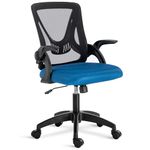 Ergonomic Office Chair, Desk Chairs for Home Office, Swivel Mesh Chair Adjustable Computer Chair with 90° Flip-up Armrest & Lumbar Support, 360° Rotation Work Study Chair, Black+Blue