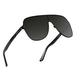 MAXJULI Polarized Sunglasses for Women men with Big Heads UV400 Protection Womens Sunglasses Ideal for Driving Golf fit XXL(Matte Black/Gray)